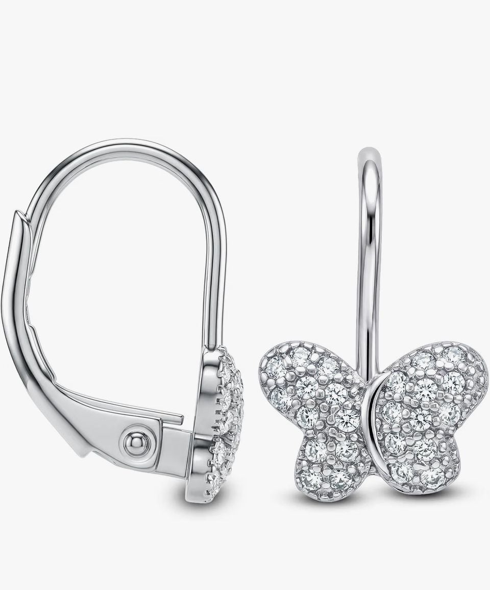 Charmsy Butterfly Rhodium Plated Leverback Earrings -New in box 6