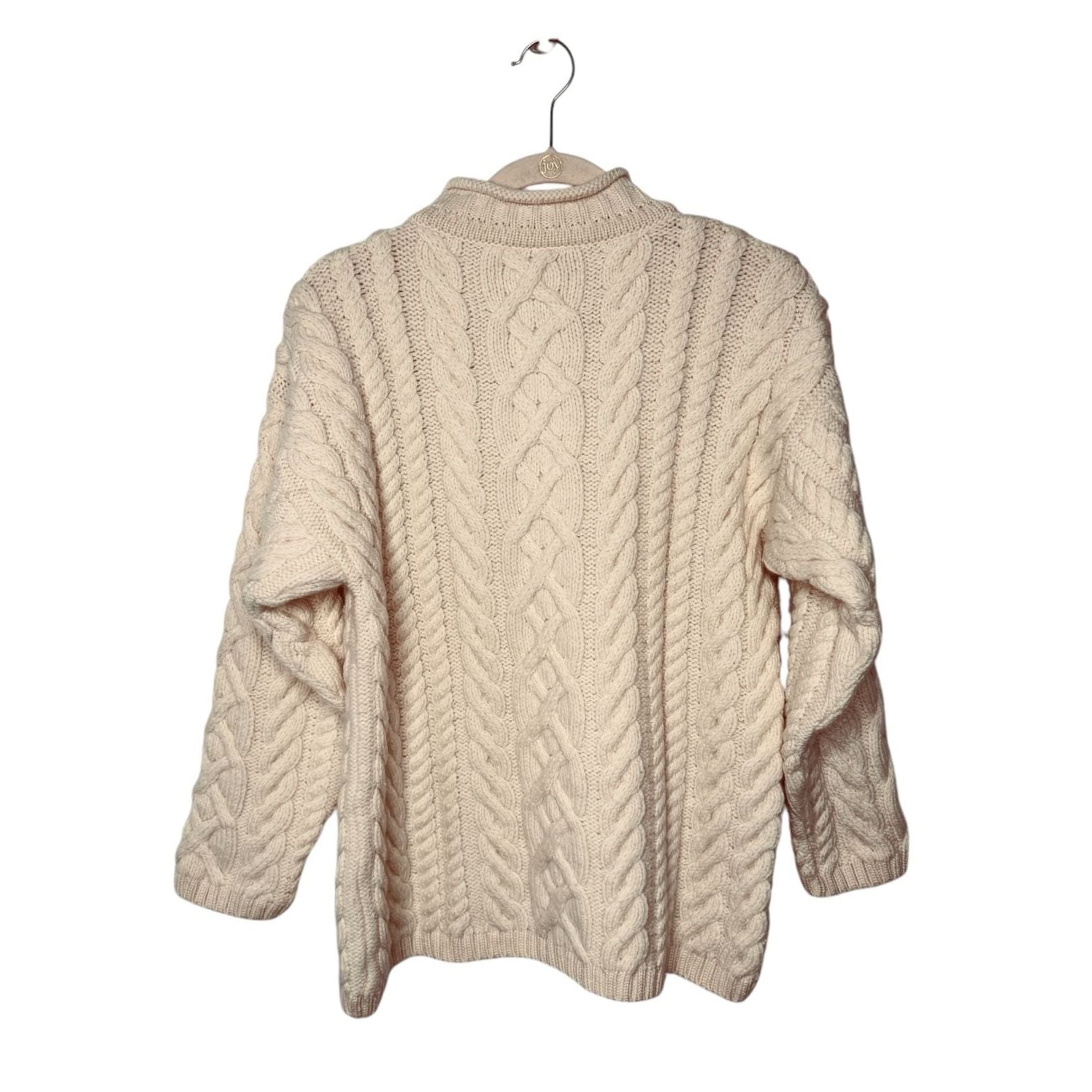 Paul James Cable Knit Sweater Cream Wool SZ S 3