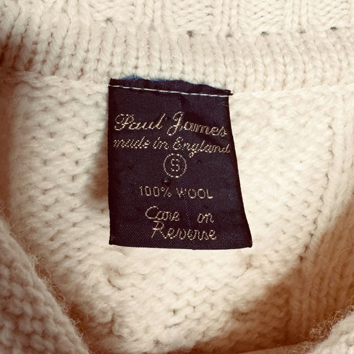 Paul James Cable Knit Sweater Cream Wool SZ S 4