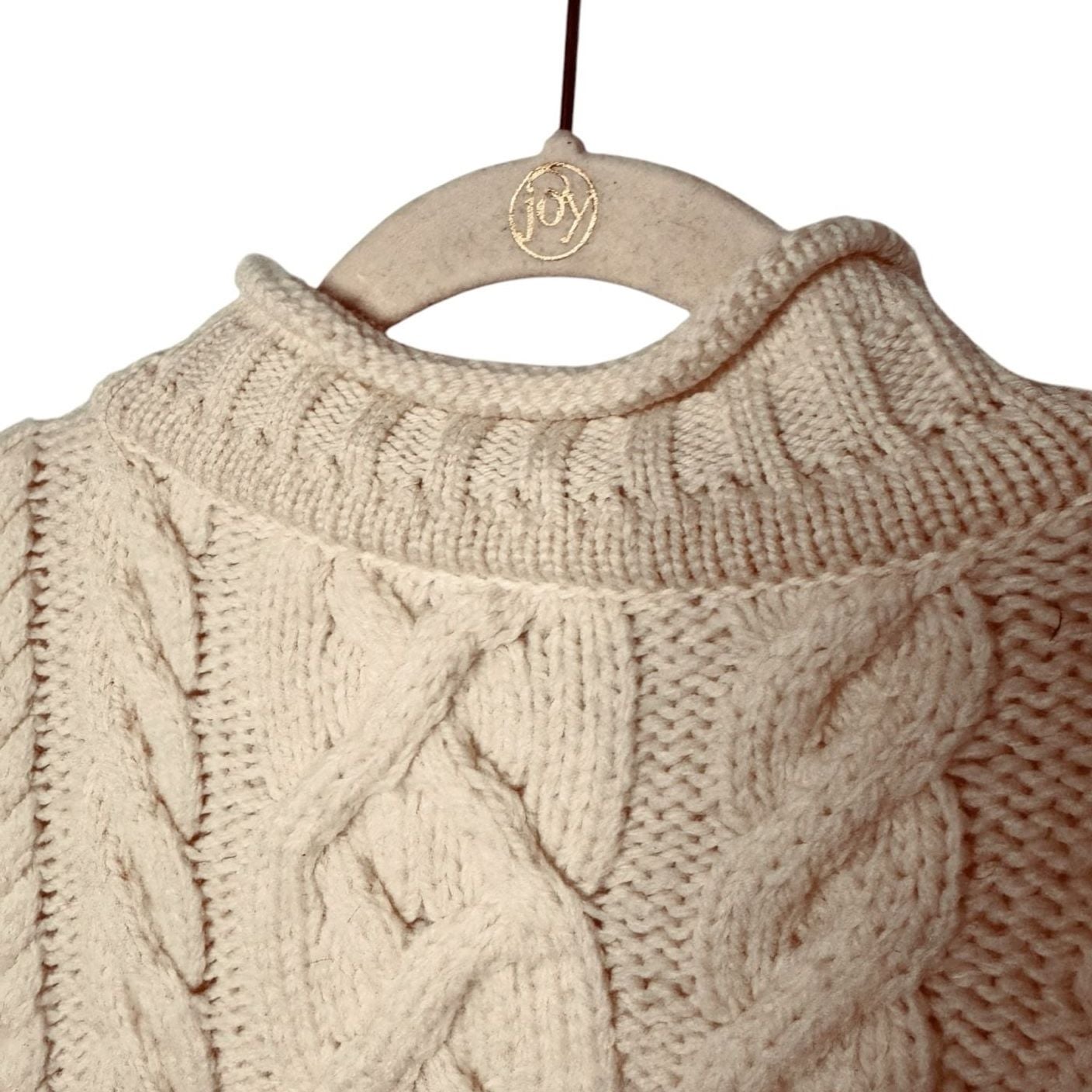 Paul James Cable Knit Sweater Cream Wool SZ S 7