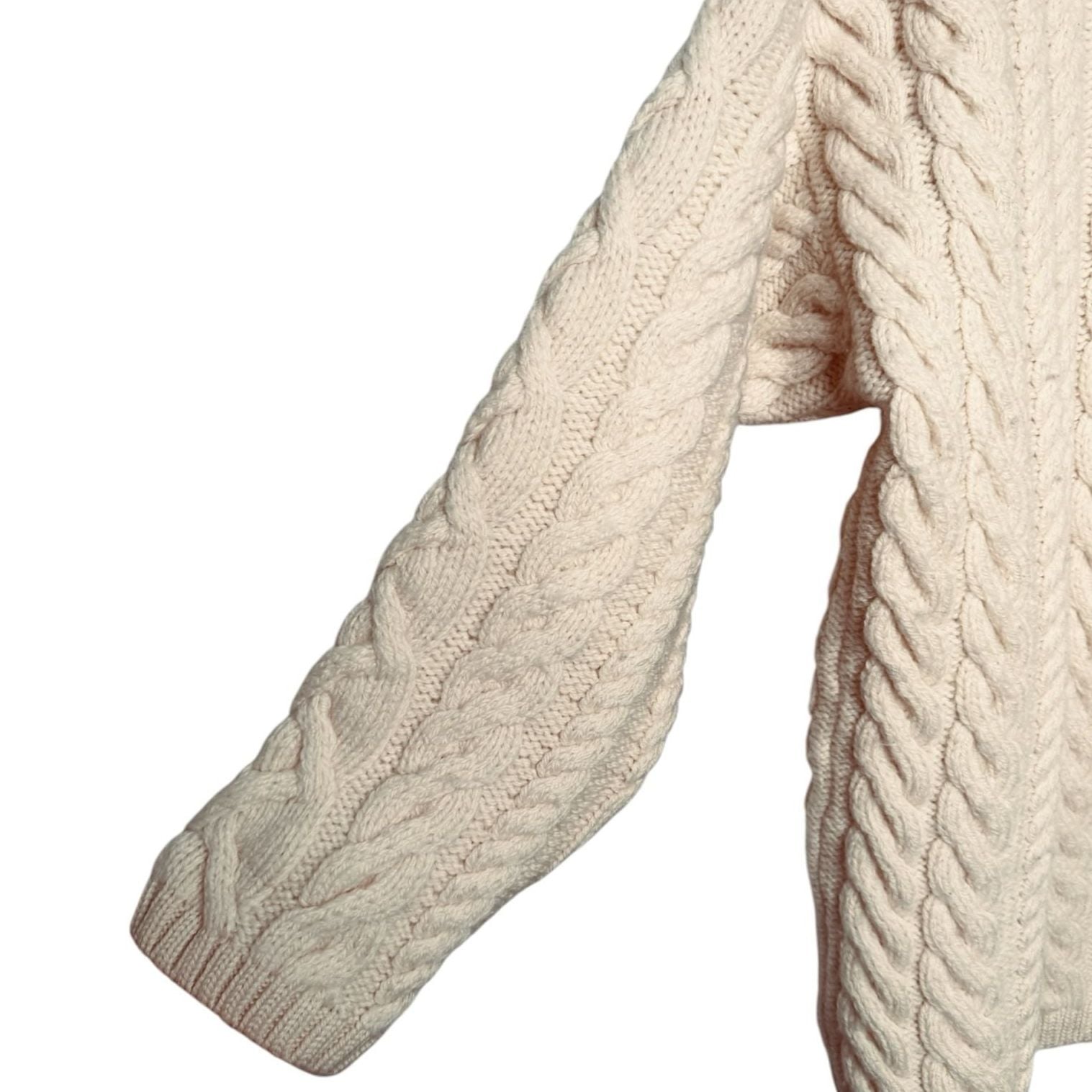 Paul James Cable Knit Sweater Cream Wool SZ S 5