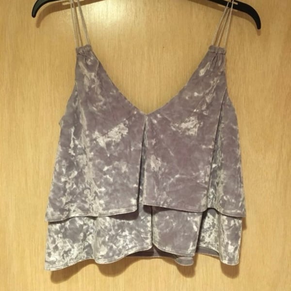 Express One Eleven Crushed Velvet Cami Tank Top Size XS Grey Layered