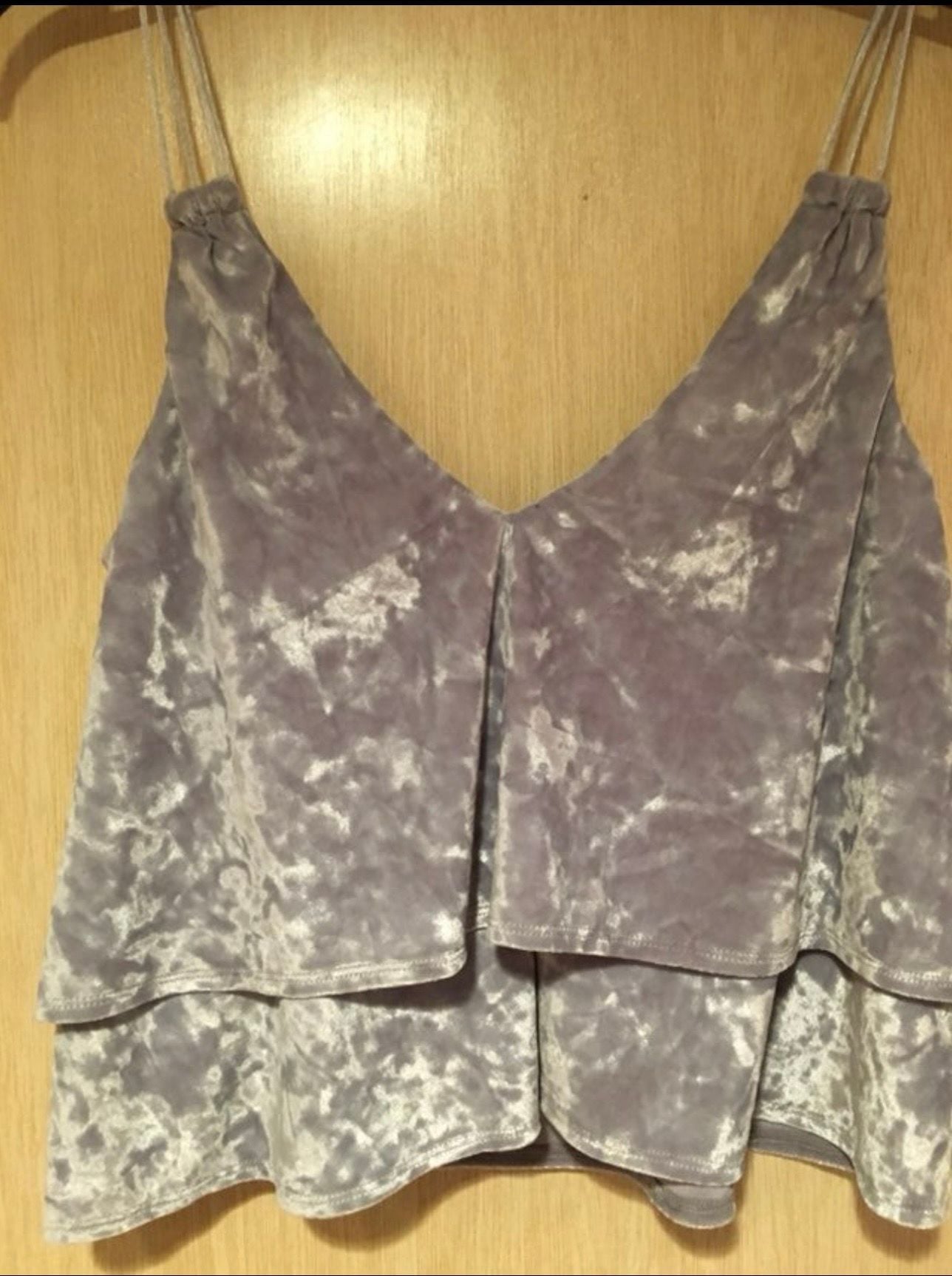 Express One Eleven Crushed Velvet Cami Tank Top Size XS Grey Layered 3
