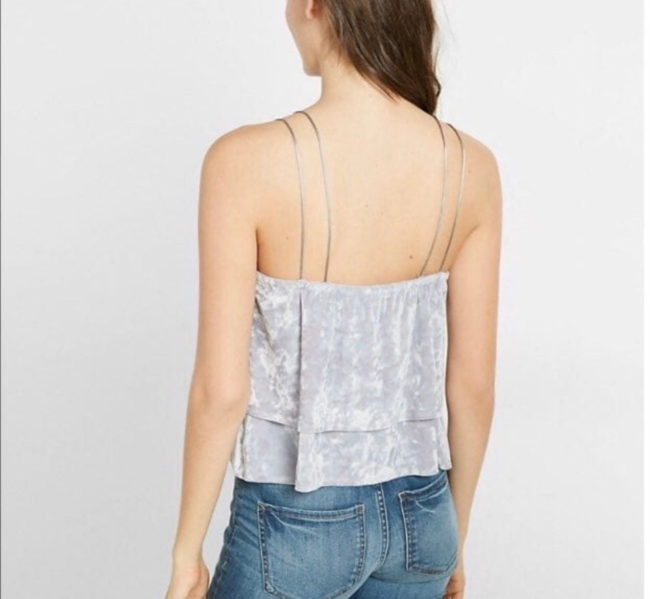 Express One Eleven Crushed Velvet Cami Tank Top Size XS Grey Layered 8