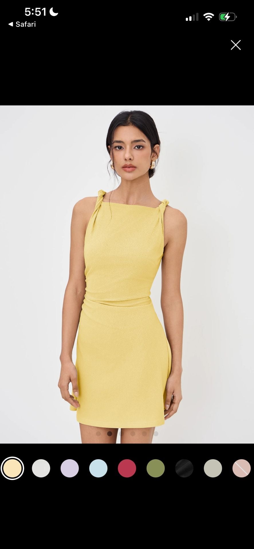 Cider Knotted Sleeveless Ruched Mini Dress Yellow 3