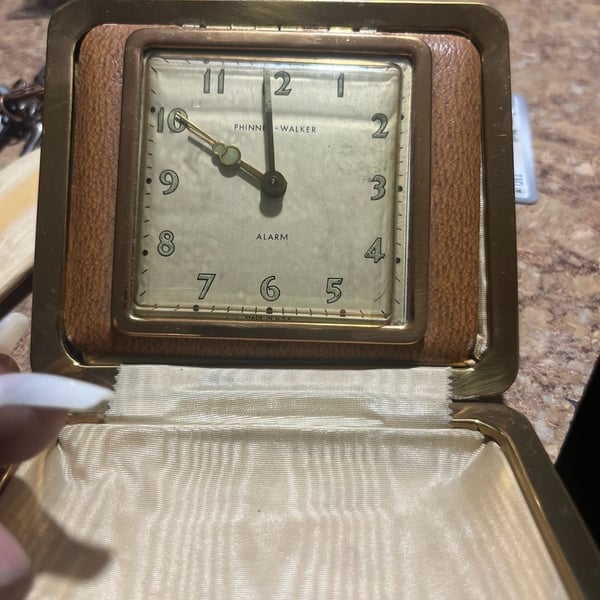 Phinney Walker Vintage Travel Alarm Clock Folding Case