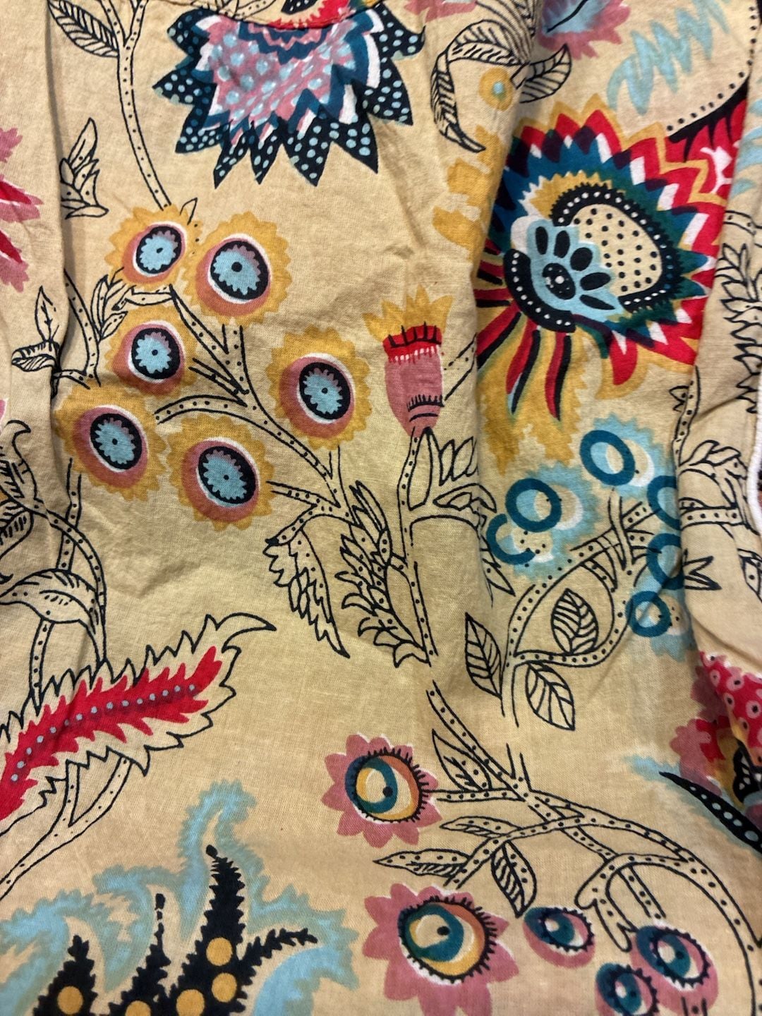 Boho Floral Cotton Kimono Robe Block Print Dressing Gown 5