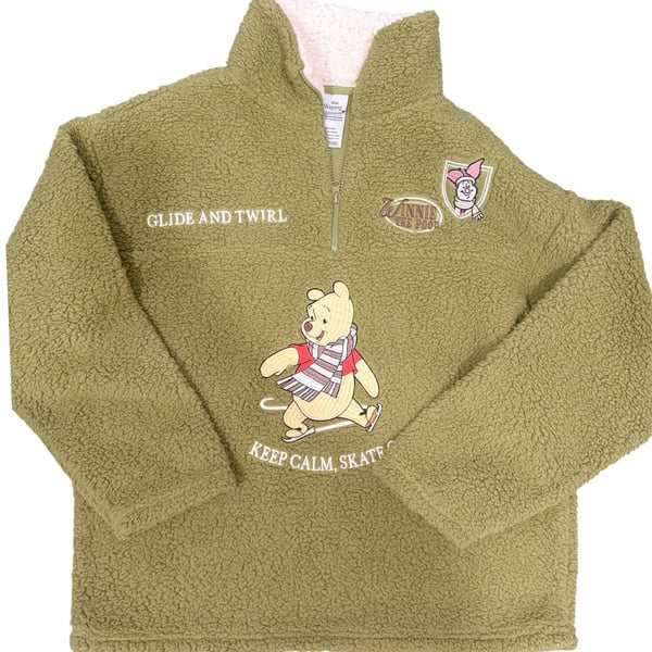 Disney Winnie the Pooh "Keep Calm, Skate On" Green Sherpa Fleece 