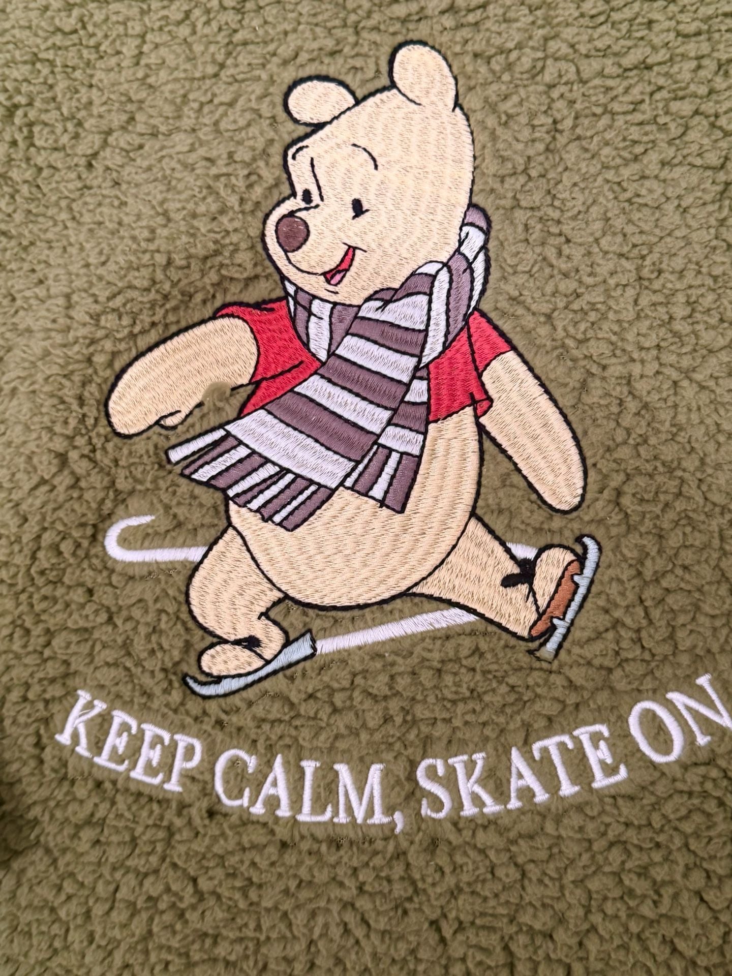 Disney Winnie the Pooh "Keep Calm, Skate On" Green Sherpa Fleece 2