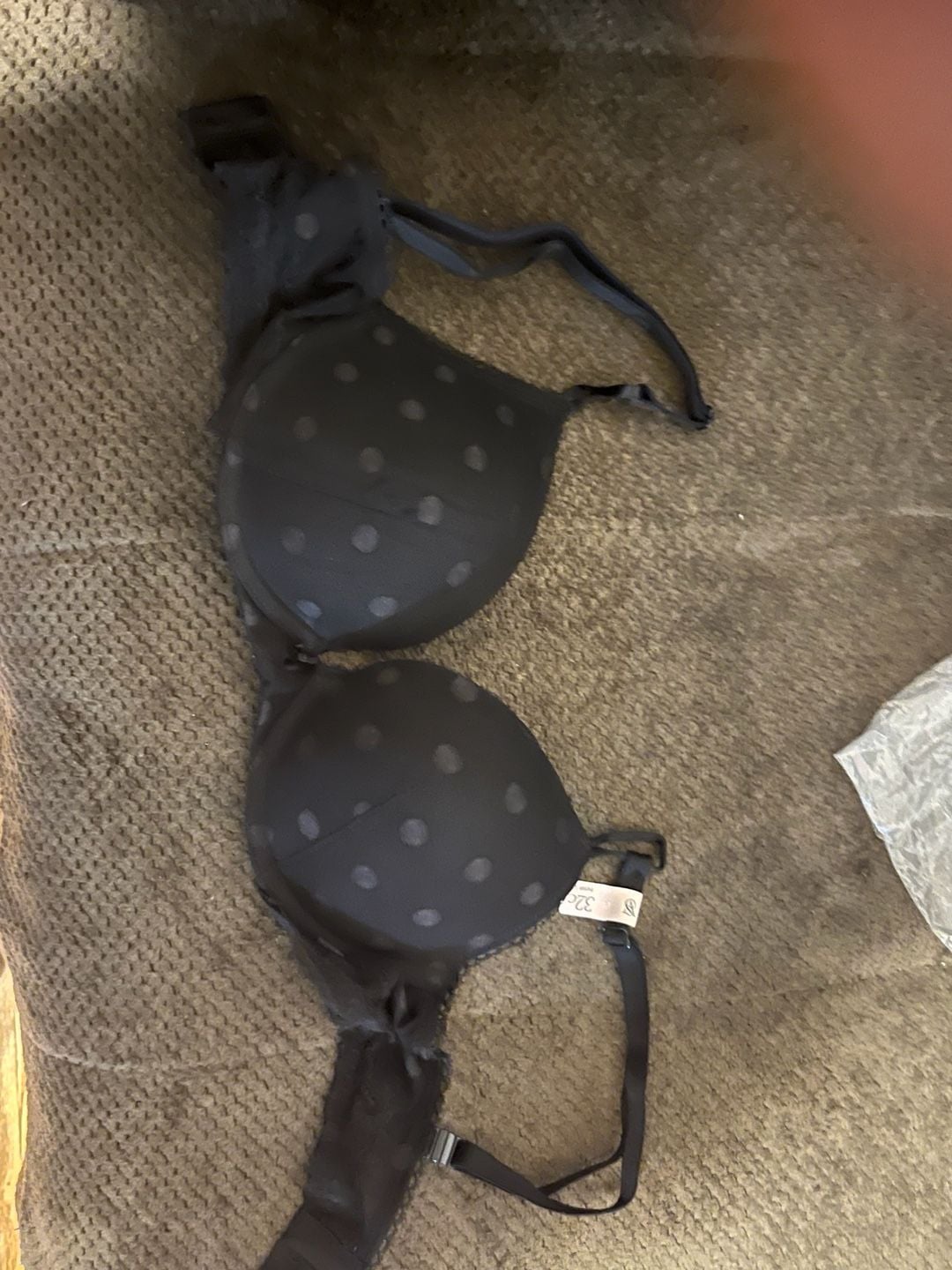 Victoria's Secret Push-Up Bra Size 32C Black Mesh Dot 1