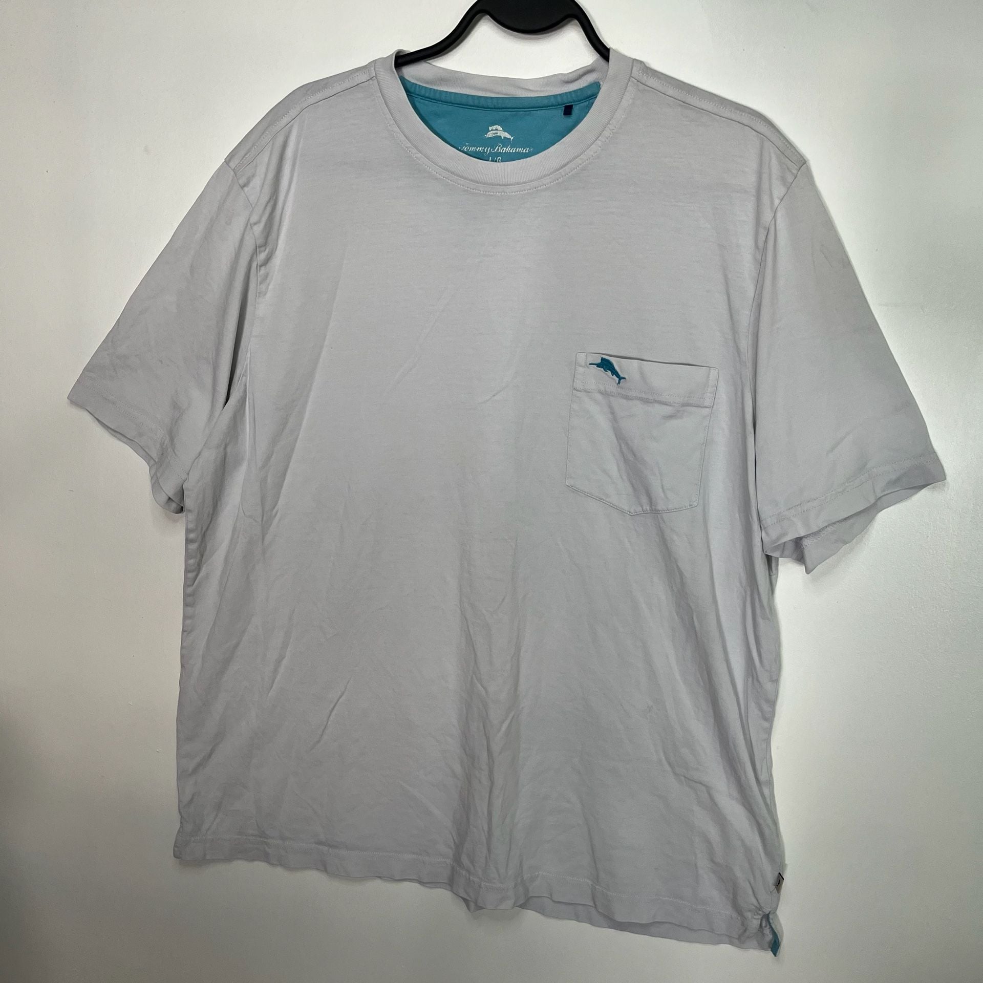 Tommy Bahama Bali Skyline T-Shirt Size L Gray Pocket Short Sleeve 4