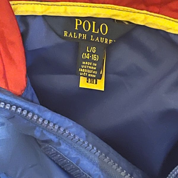 Polo Ralph Lauren Windbreaker Jacket Size L (14-16) Blue Yellow Red