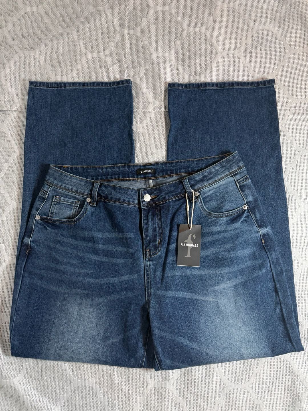 Flamingals Mid Rise Straight Leg Jeans Size 2XL Dark Blue Denim 2