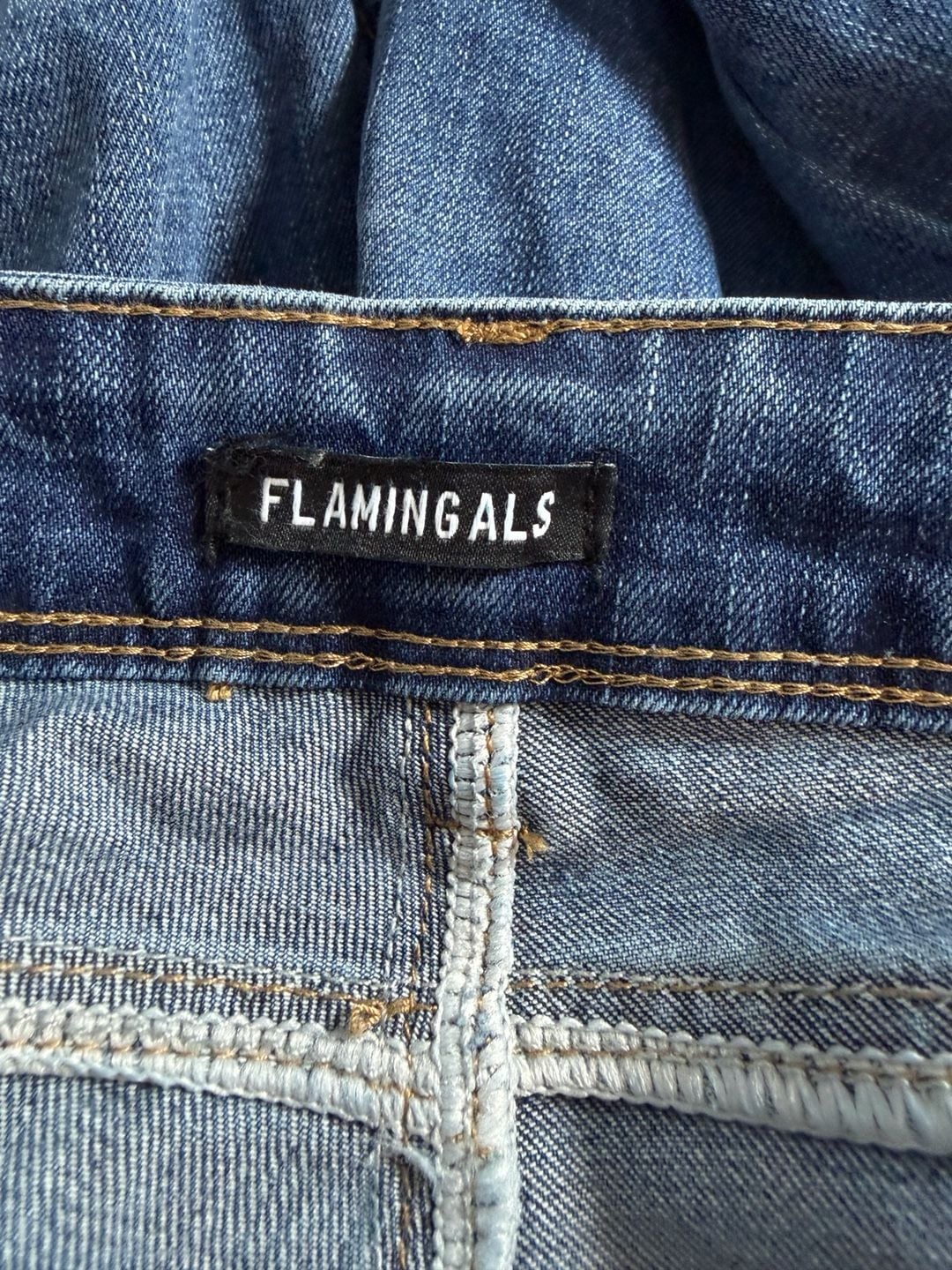 Flamingals Mid Rise Straight Leg Jeans Size 2XL Dark Blue Denim 6