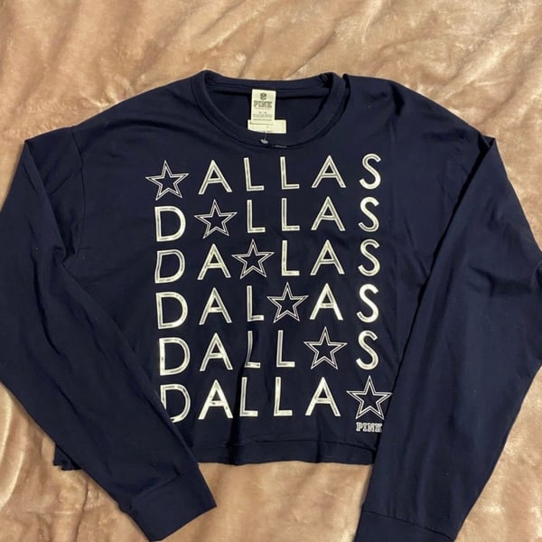 Victoria's Secret PINK Dallas Cowboys Bling Cut Size M Long Sleeve Crop