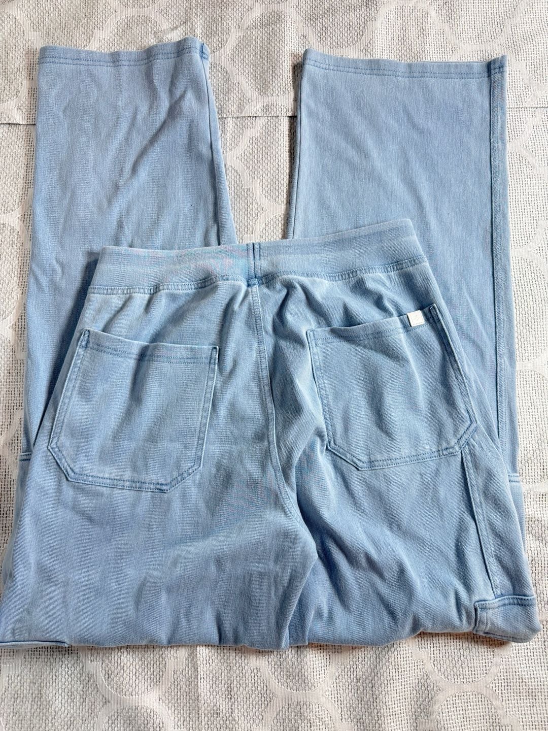 Halara Women's Flex High Rise Straight Leg Casual Cargo Jeans Light Blue 3