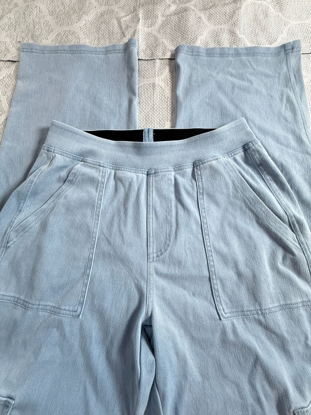 Halara Women's Flex High Rise Straight Leg Casual Cargo Jeans Light Blue 4