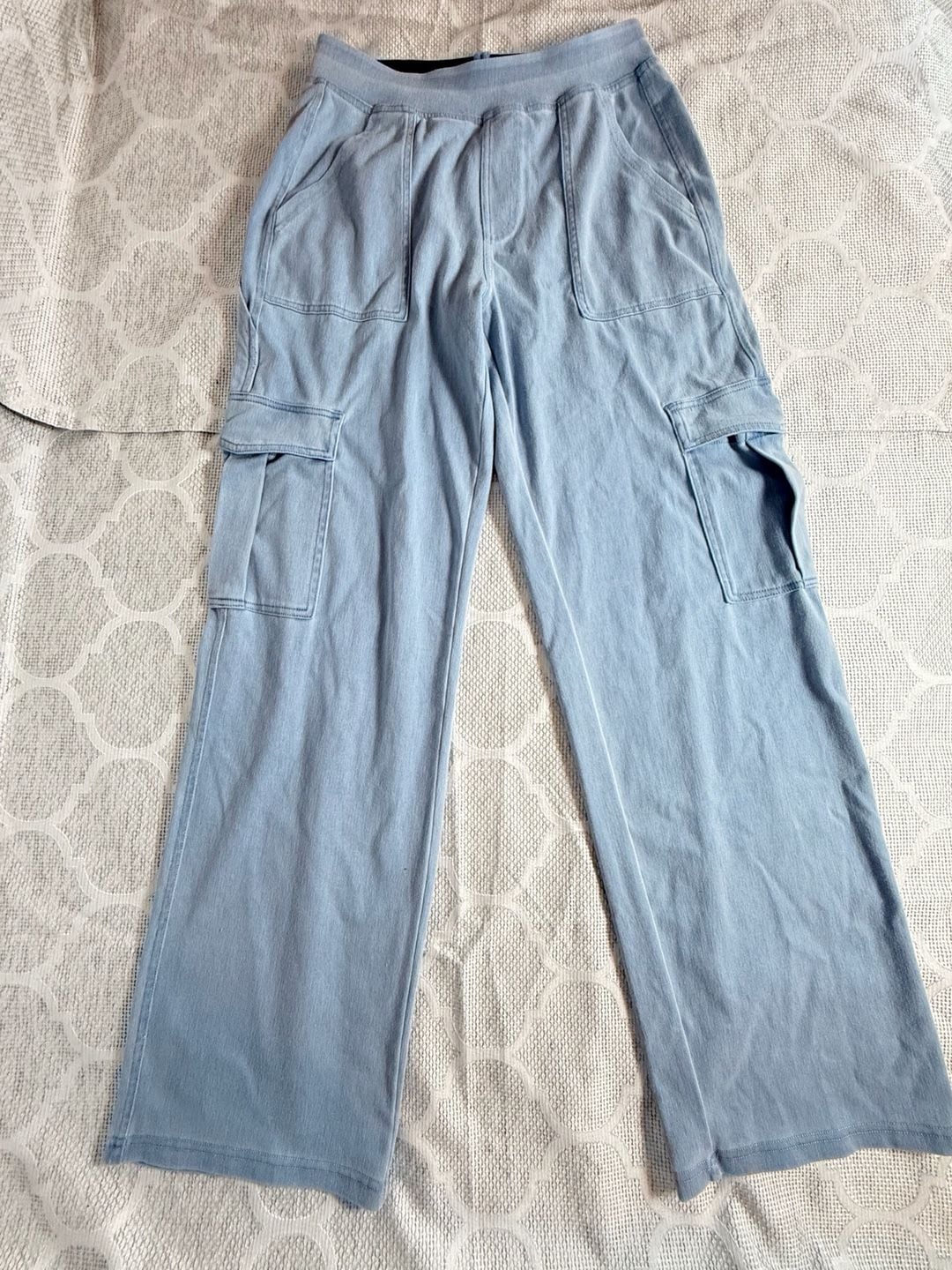 Halara Women's Flex High Rise Straight Leg Casual Cargo Jeans Light Blue 5