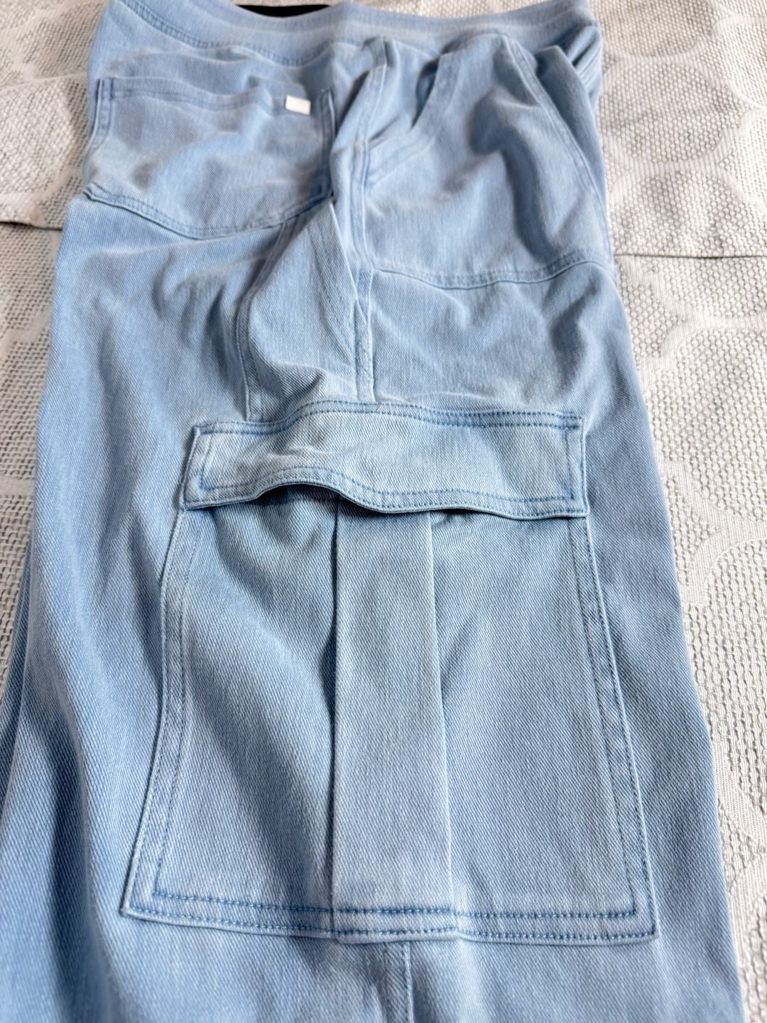 Halara Women's Flex High Rise Straight Leg Casual Cargo Jeans Light Blue 7