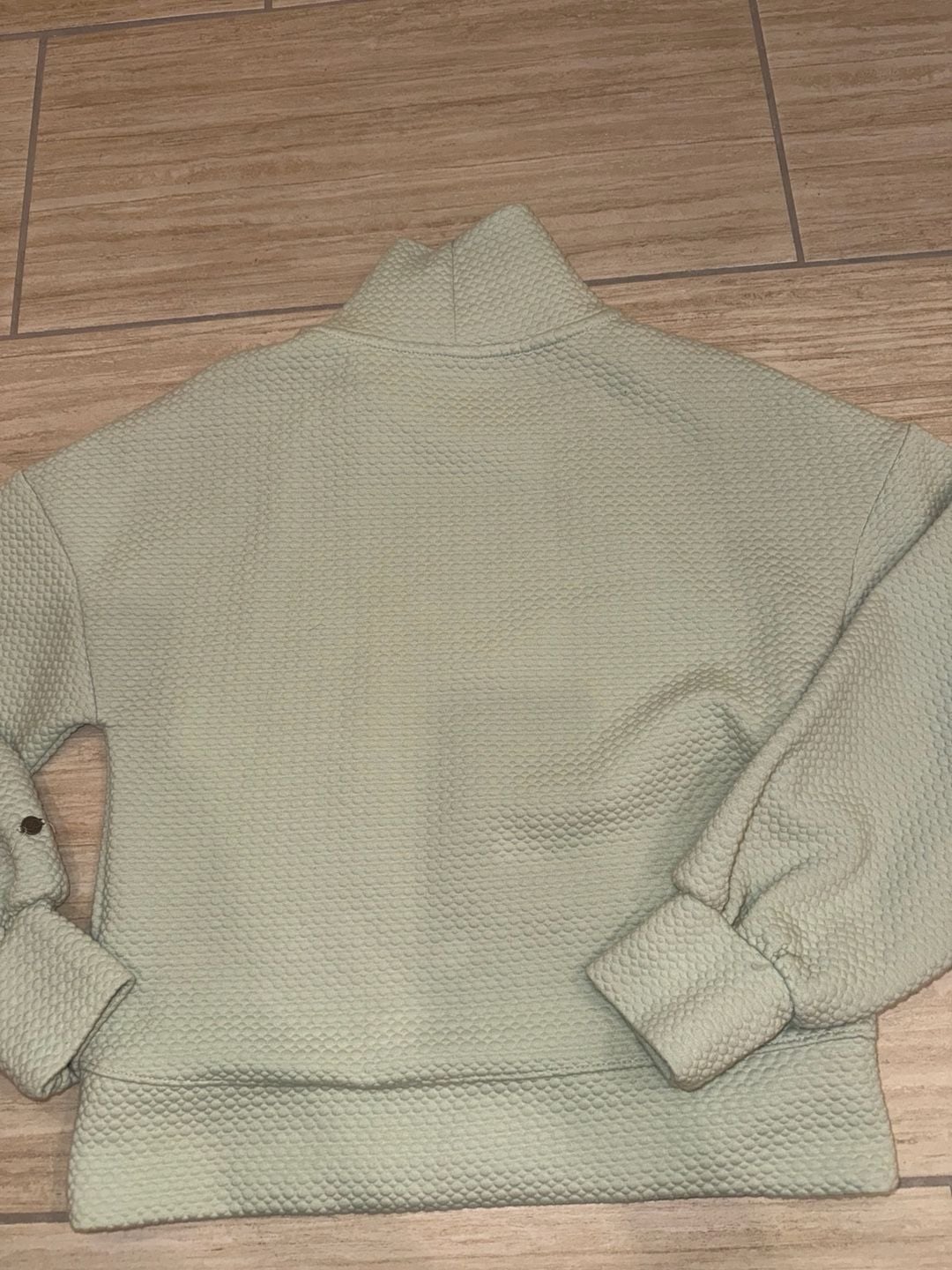 Calia Extended Neck Pullover Size XS Sage Green Quilted Sweatshirt 6