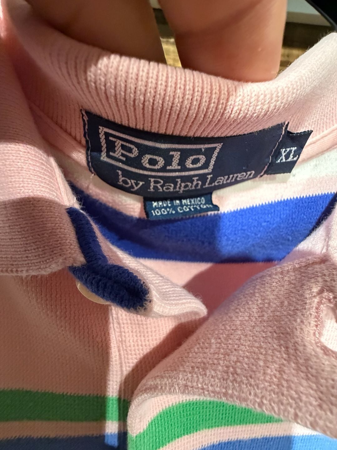 Y2K preppy Polo Ralph Lauren Striped Polo Shirt Size XL Pink Blue Green 4