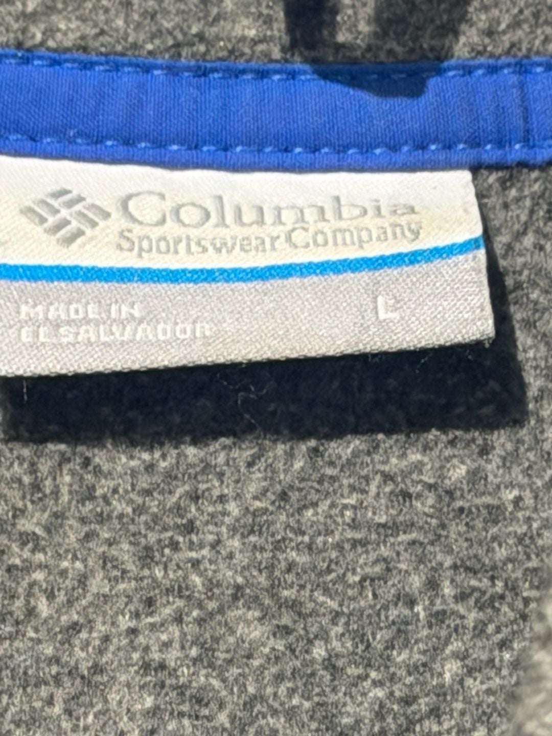 Columbia PFG Fleece Vest Size L Gray Full Zip Blue Trim 3