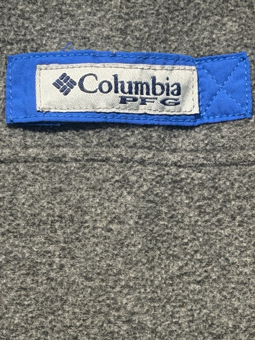 Columbia PFG Fleece Vest Size L Gray Full Zip Blue Trim 4