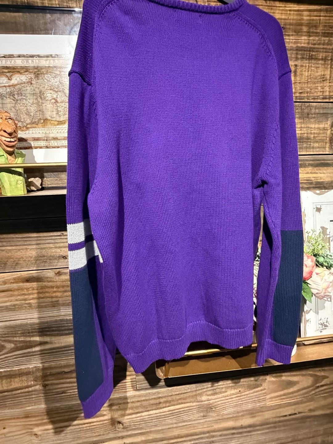 Nautica Flag Intarsia Crew Neck Sweater Size XXL Purple 3