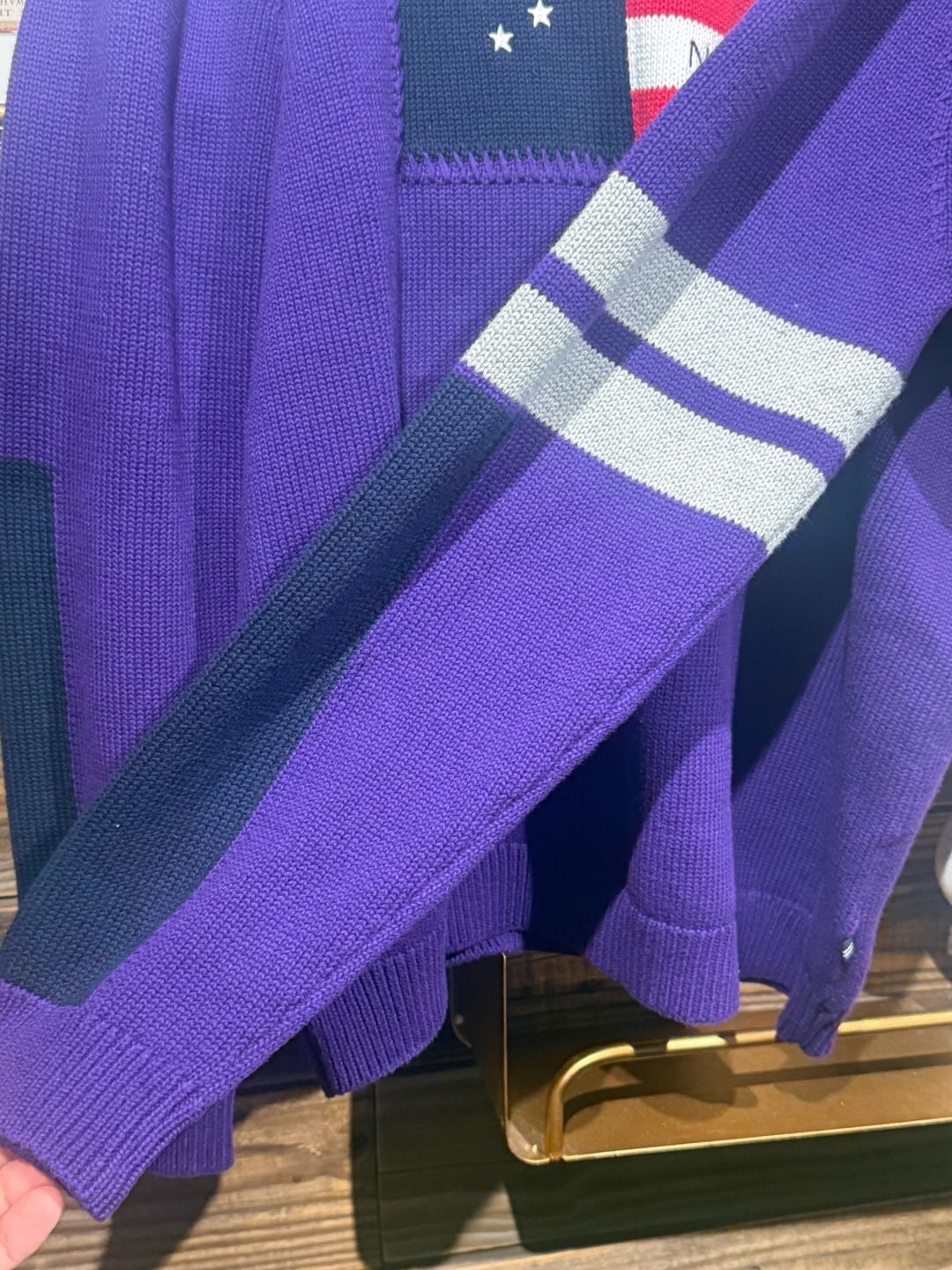 Nautica Flag Intarsia Crew Neck Sweater Size XXL Purple 4