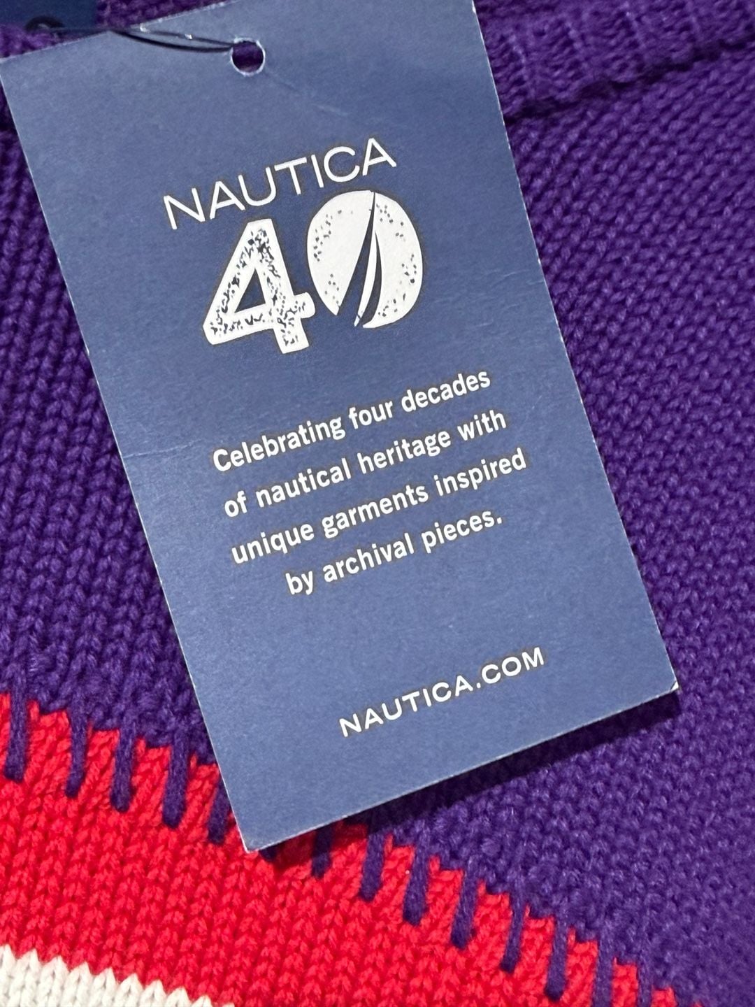 Nautica Flag Intarsia Crew Neck Sweater Size XXL Purple 7