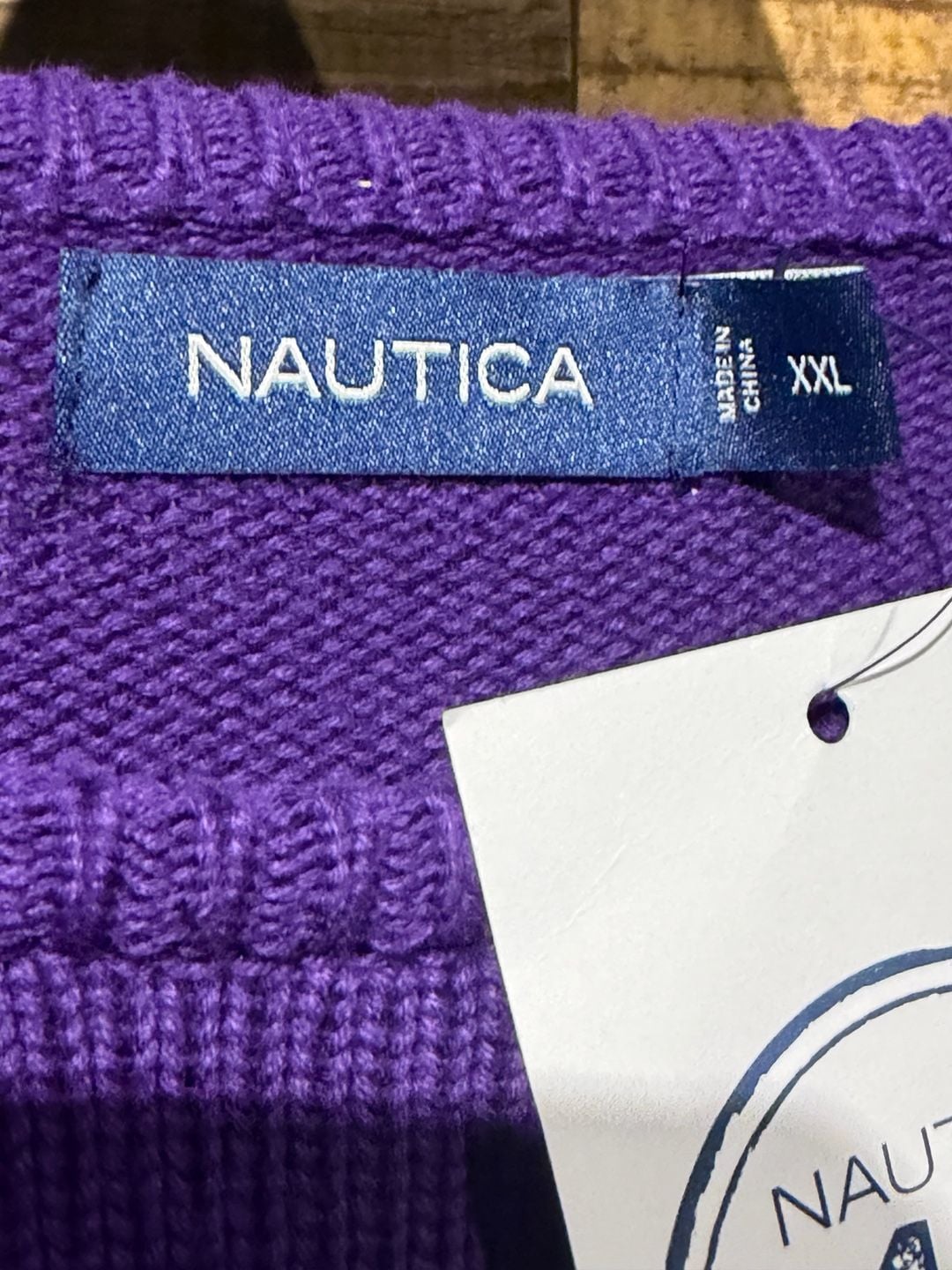 Nautica Flag Intarsia Crew Neck Sweater Size XXL Purple 8