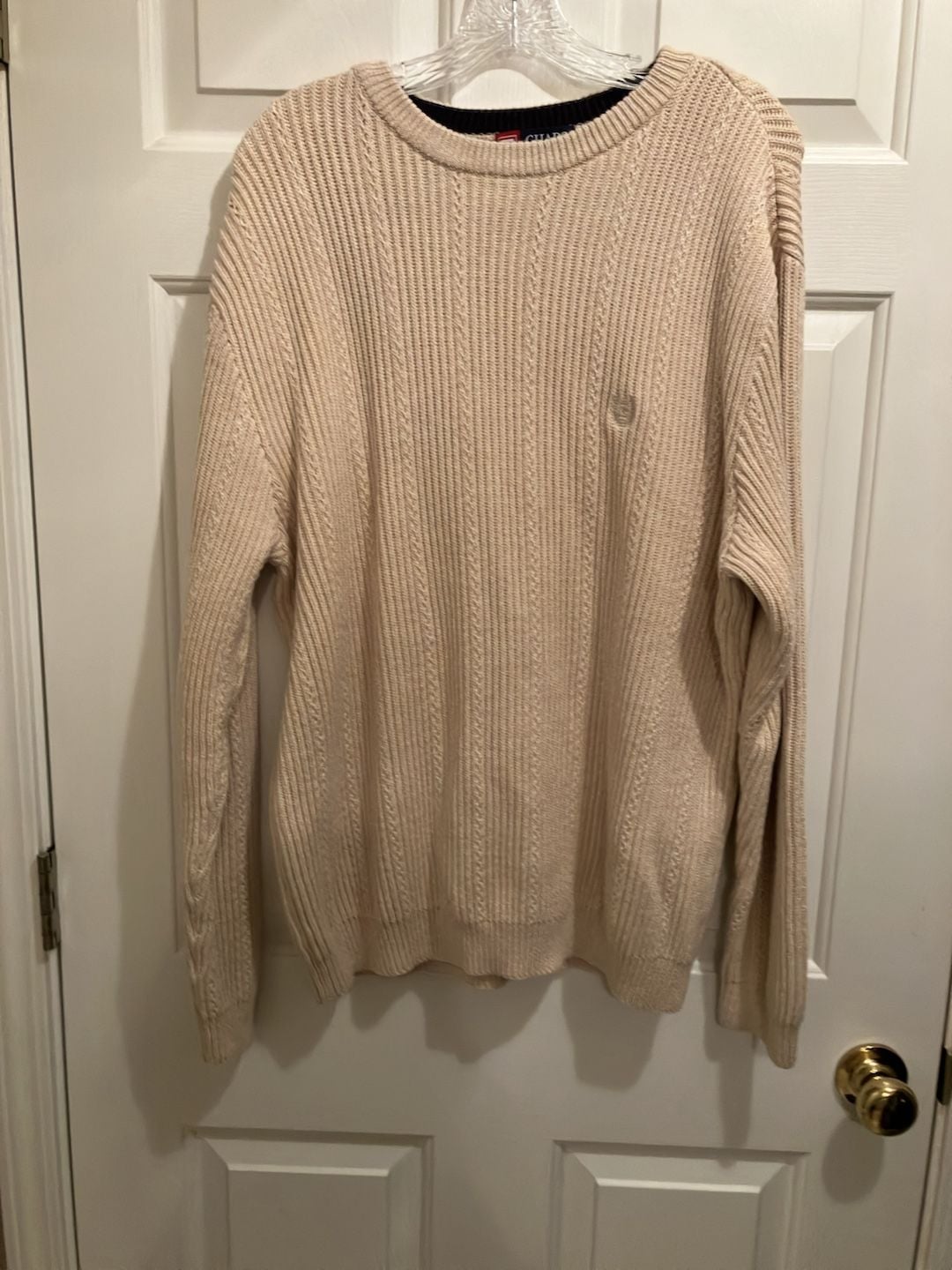 Chaps Cable Knit Crewneck Sweater Size L Cream Cotton 2