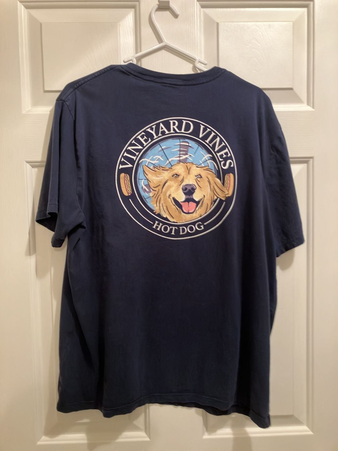 Vineyard Vines Hot Dog Graphic Pocket T-Shirt Size L Navy Blue 4