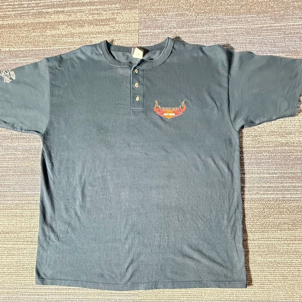 Harley-Davidson Henley Shirt Size 2X-Large Black Flame Since 1903