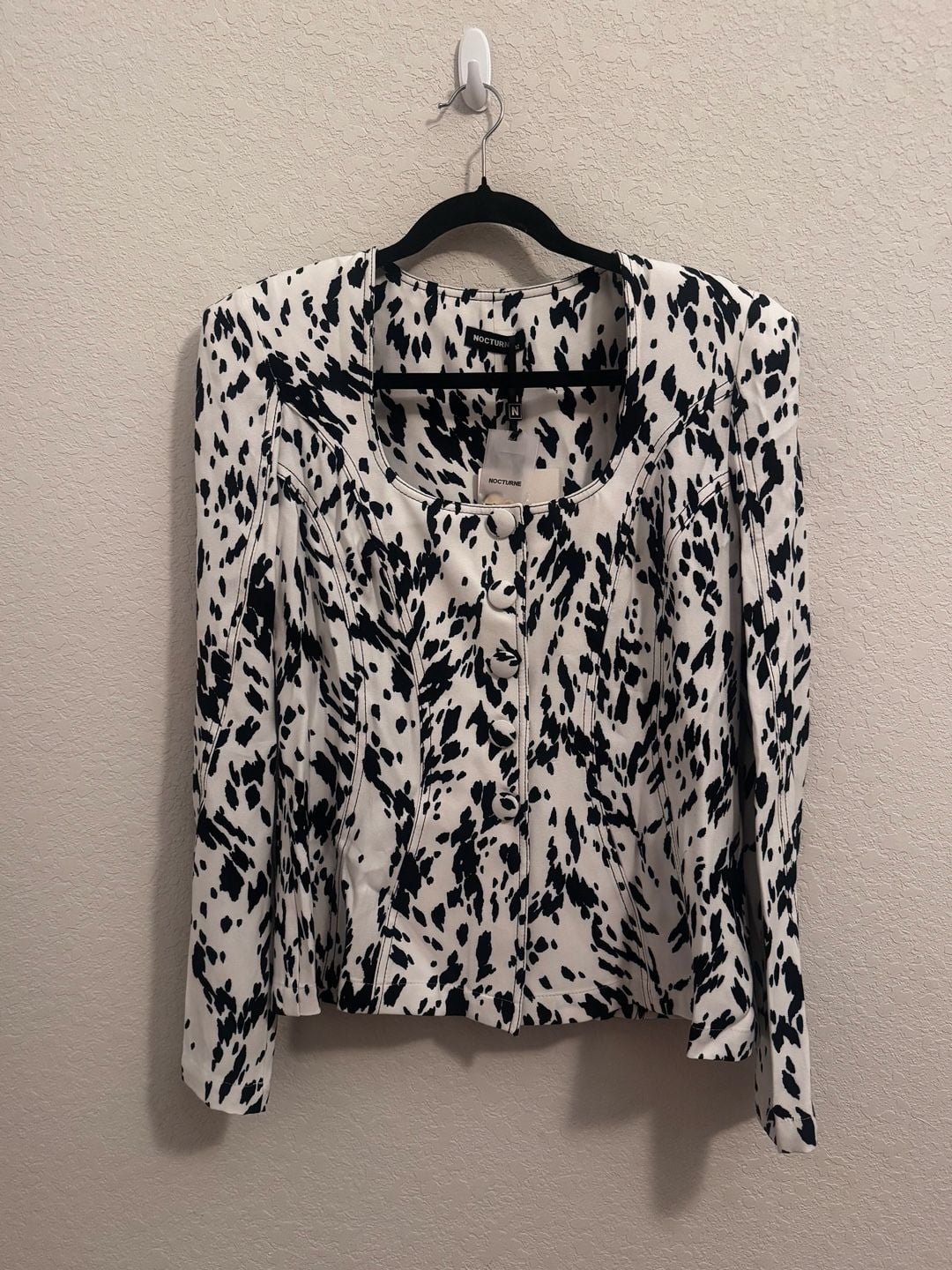Nocturne Black White Animal Print Fitted Jacket NWT XL $265 MSRP 2