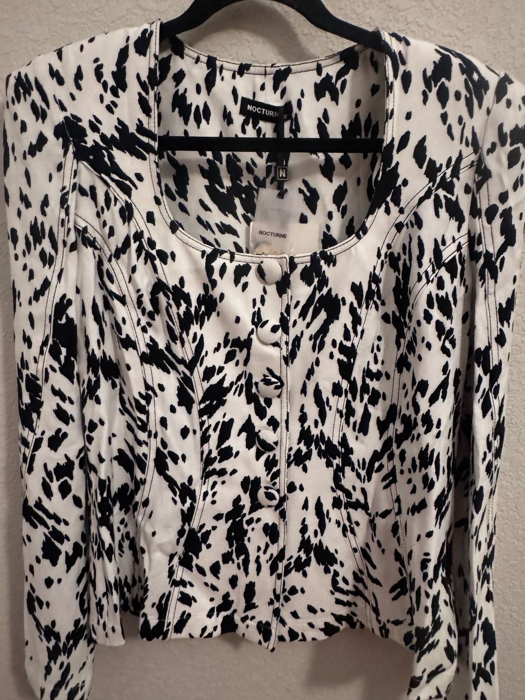 Nocturne Black White Animal Print Fitted Jacket NWT XL $265 MSRP 3