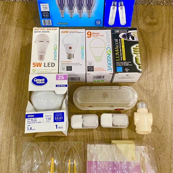 Great Value Variety Light Bulbs.