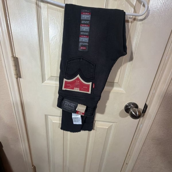 Levi's 720 High Rise Super Skinny Size 16 Regular Black Stretch Jeans