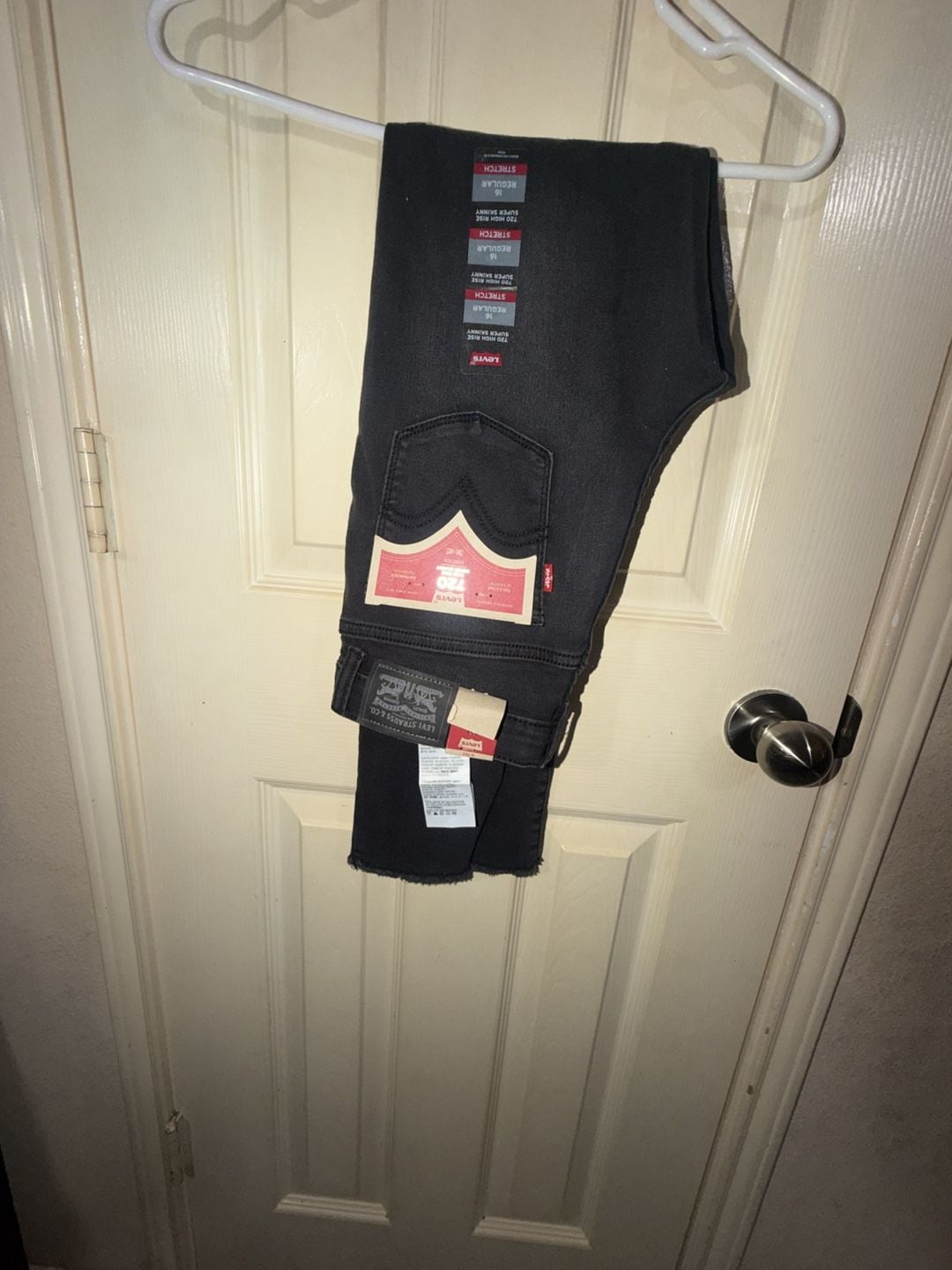 Levi's 720 High Rise Super Skinny Size 16 Regular Black Stretch Jeans 2