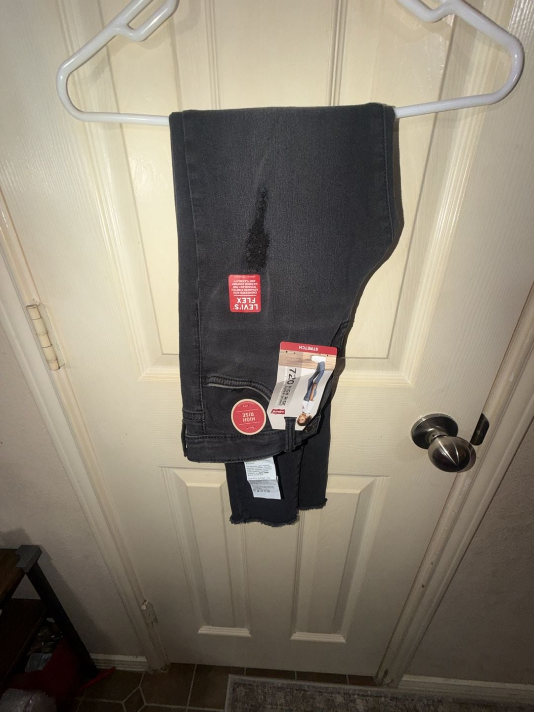 Levi's 720 High Rise Super Skinny Size 16 Regular Black Stretch Jeans 4