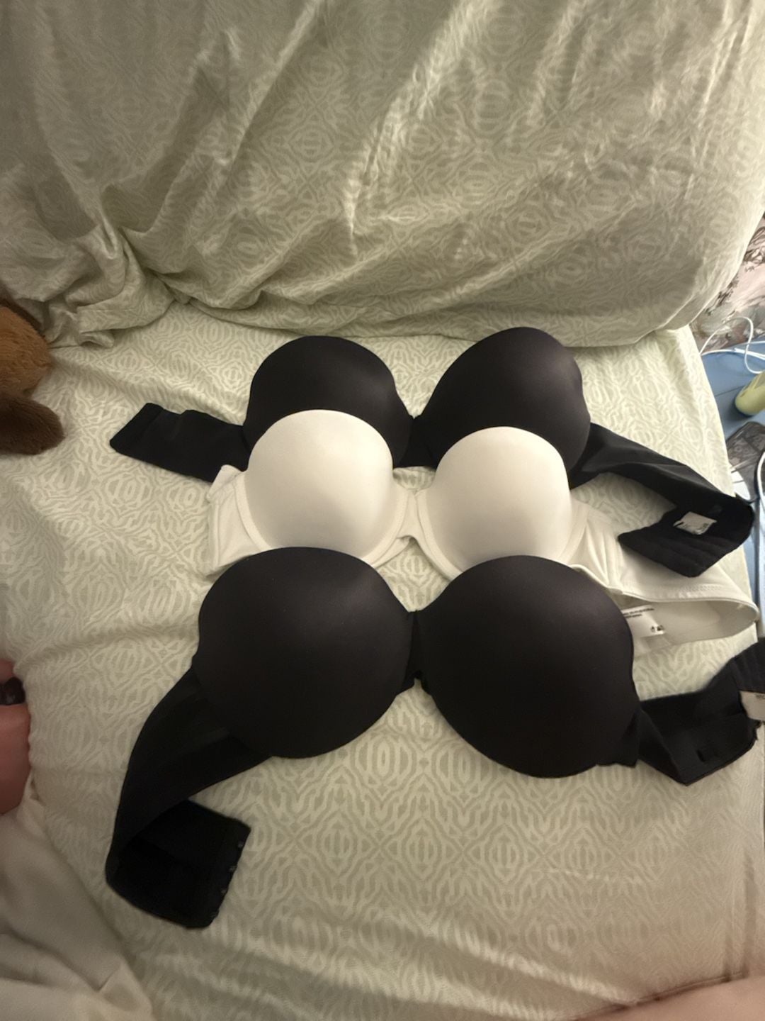 Maidenform Strapless Bra Size 34B Black White Lot of 3 1