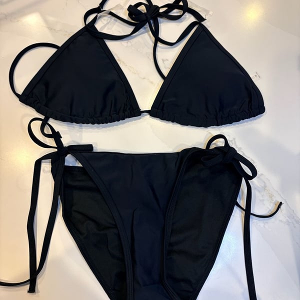 Suvimuga Bikini Size M Black Halter Triangle Swimwear (67)