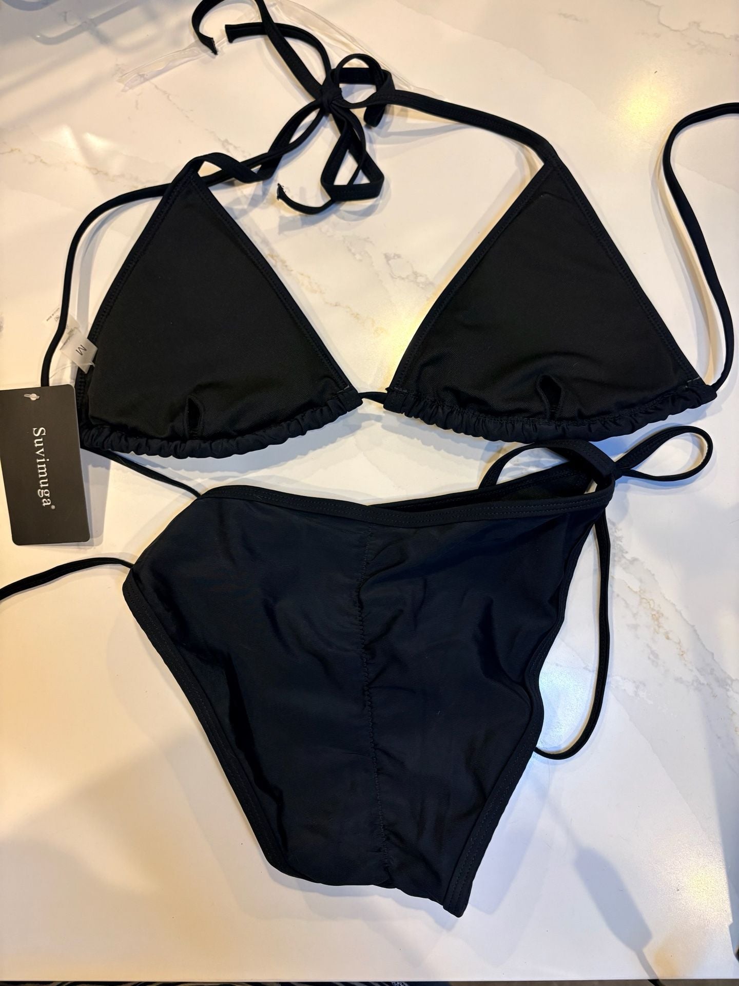 Suvimuga Bikini Size M Black Halter Triangle Swimwear (67) 2