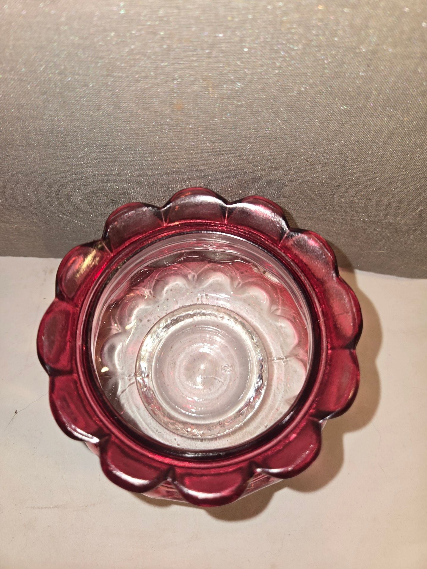 Fenton Cranberry Coin Dot Ruffled Top Glass Vase Pink 2