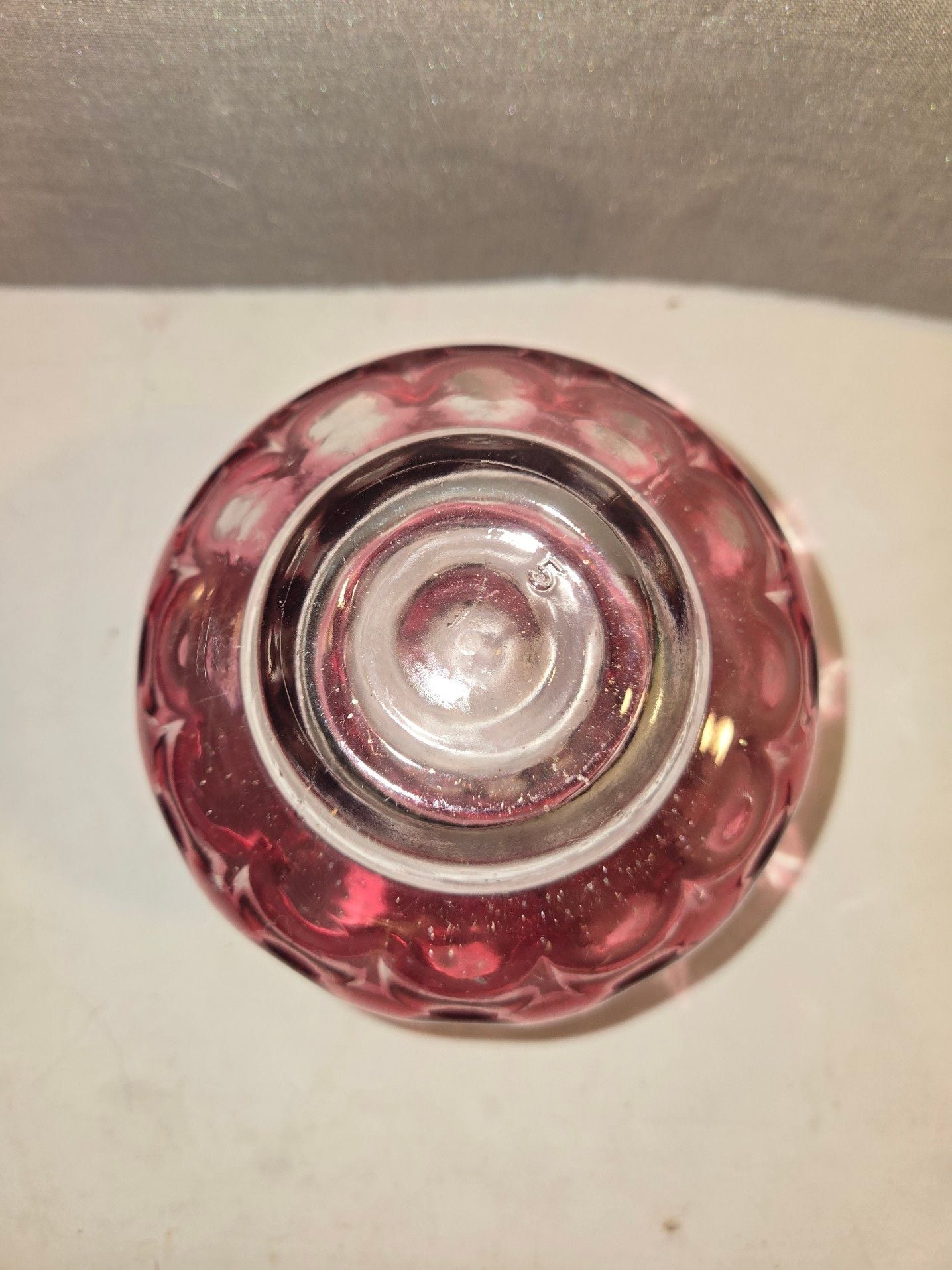 Fenton Cranberry Coin Dot Ruffled Top Glass Vase Pink 3