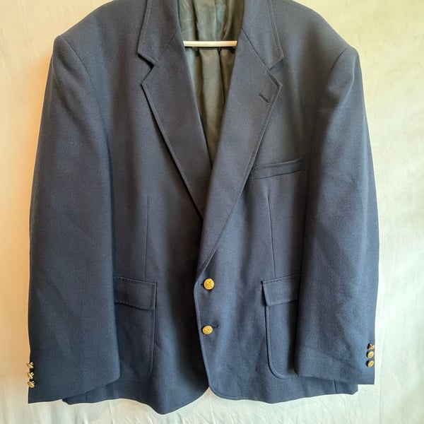 Ivy Crew Blazer Size 50R Navy Blue Gold Buttons Sport Coat USA Made