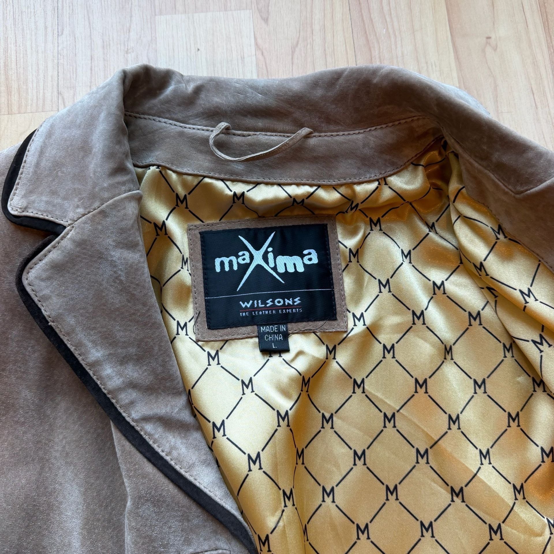 Vintage 90s Maxima Wilsons Leather Suede Blazer Jacket Large Tan Y2K Academia 8