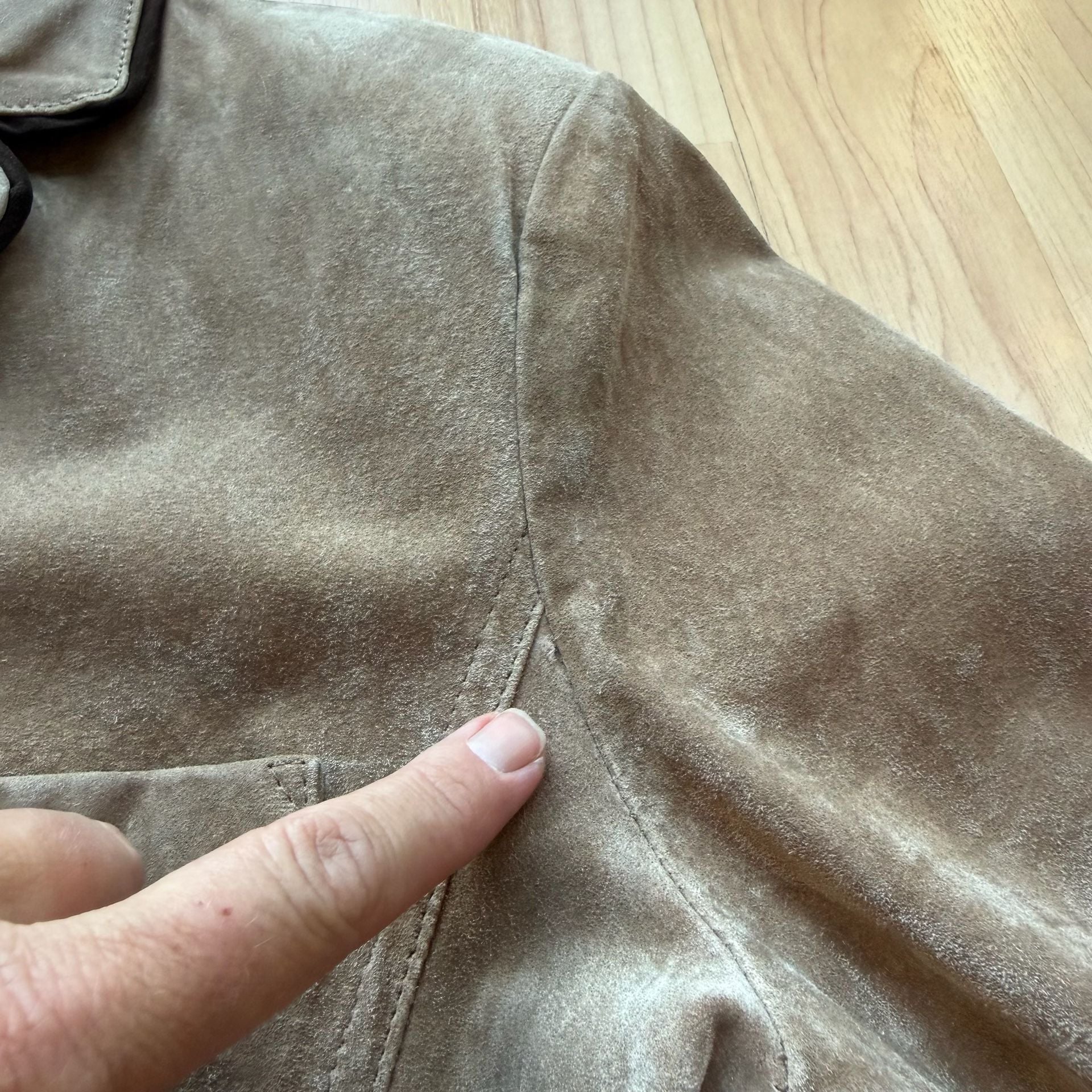 Vintage 90s Maxima Wilsons Leather Suede Blazer Jacket Large Tan Y2K Academia 14