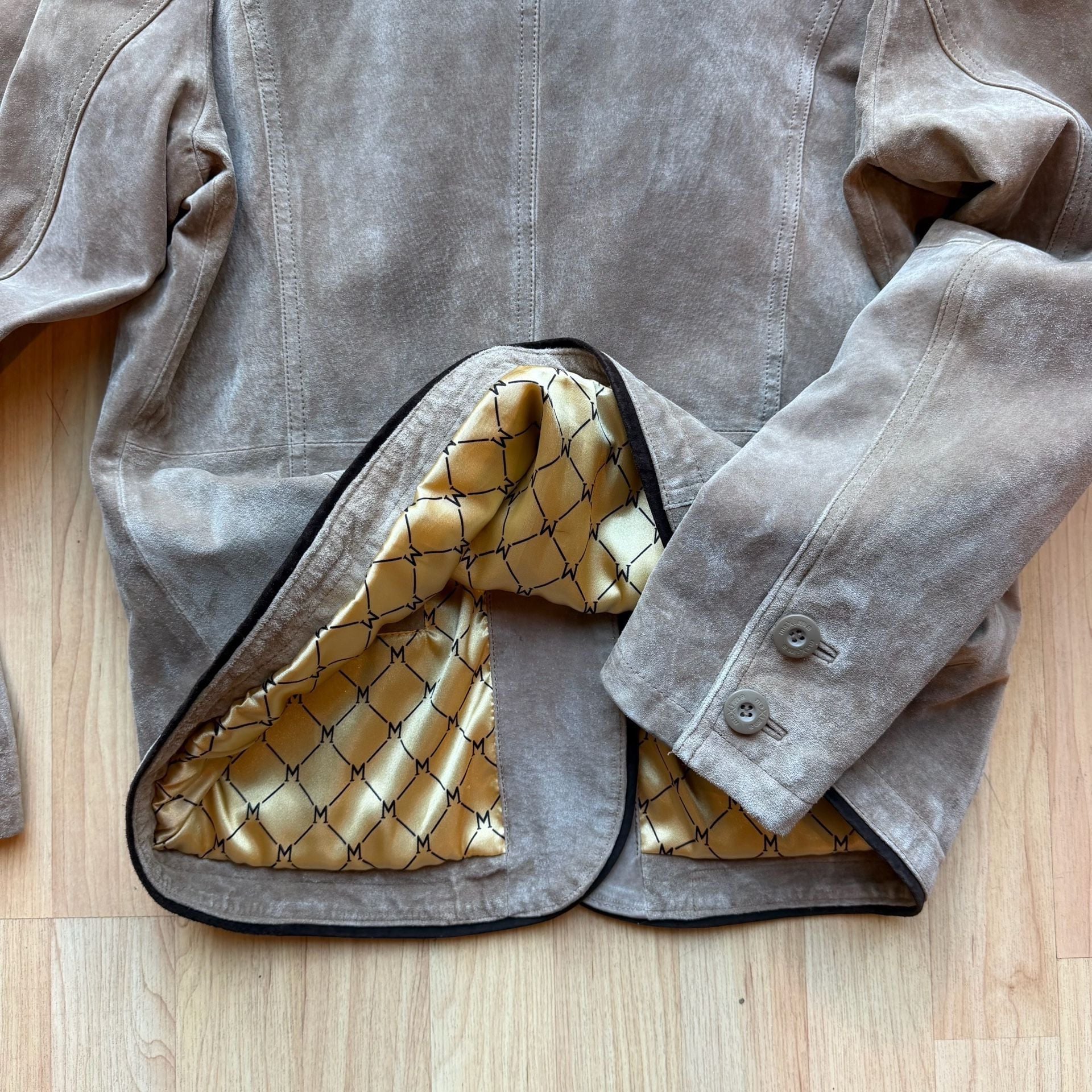 Vintage 90s Maxima Wilsons Leather Suede Blazer Jacket Large Tan Y2K Academia 12