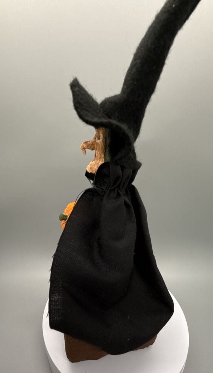 Deb Macklin Signed Folk Art Paper Mache Halloween Witch Primitive 1996 Vtg 8